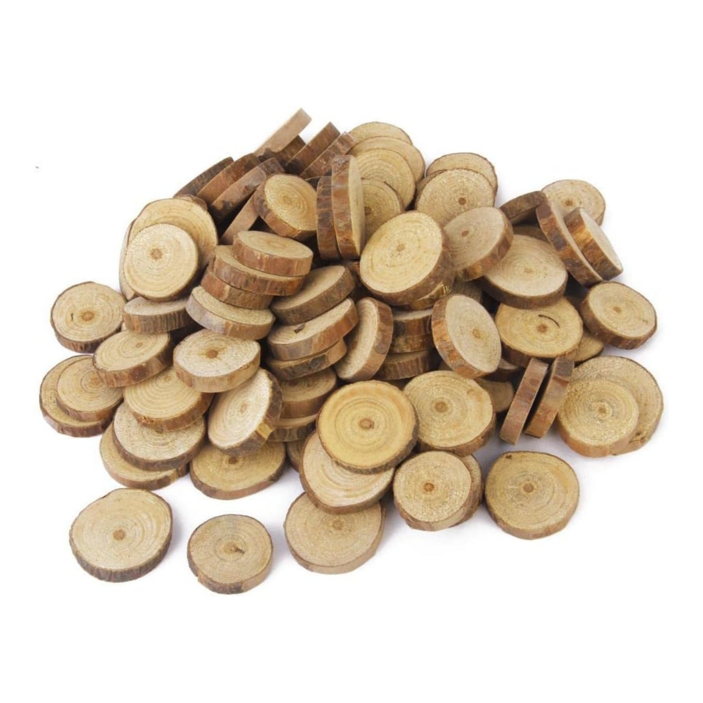 Natural Wooden Slices Round 2.5-3x0.5cm 100 Grams