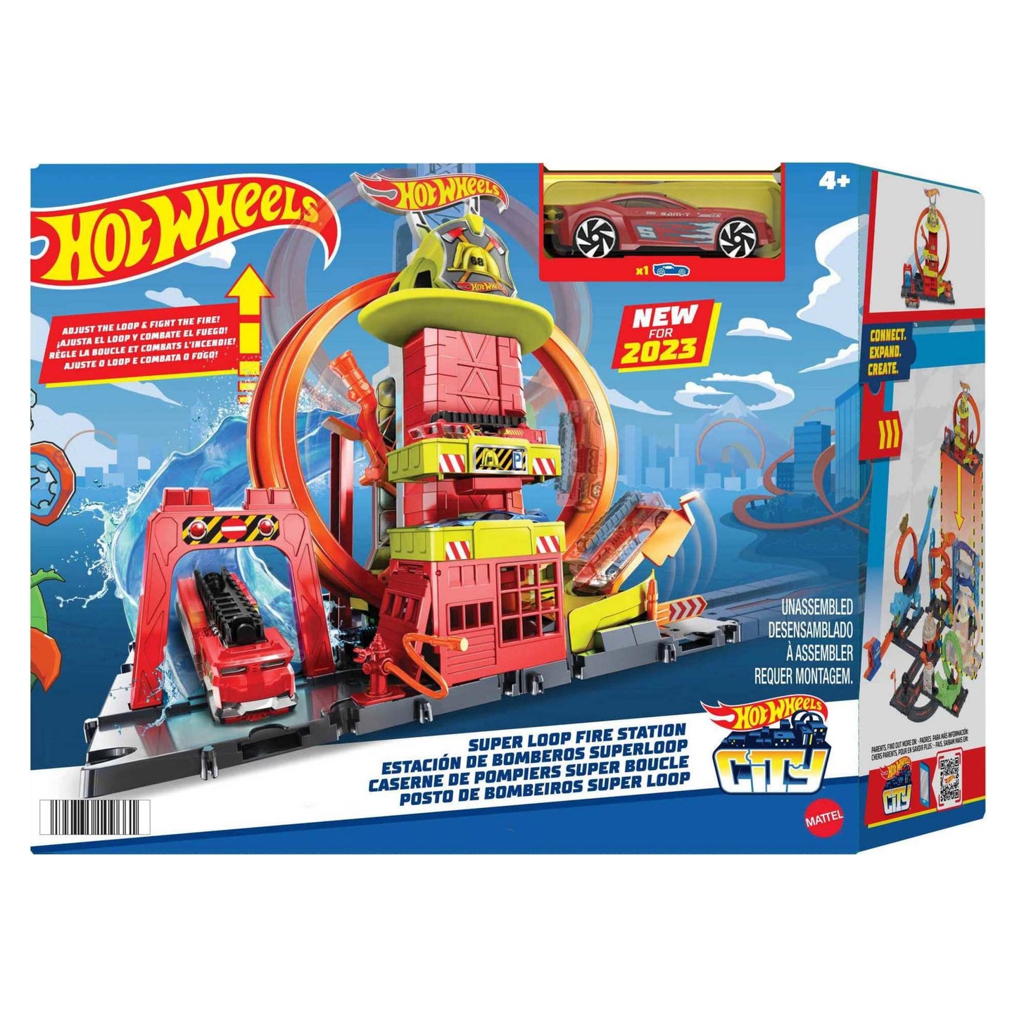 Hot Wheels City Super Loop Fire Station Playset, Track Set With 1 Toy Car