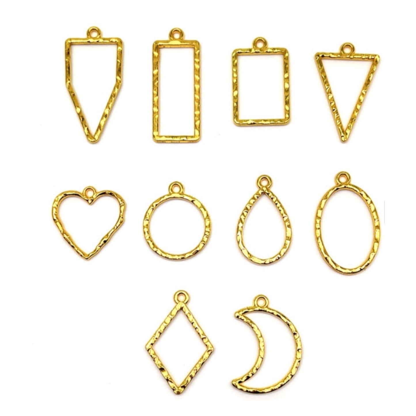 Bezels Mix Shape Set Gold - 10 Pcs