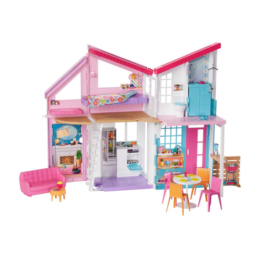 Barbie Malibu House 2-Story, 6-Room Dollhouse with Transformation Features, Plus 25+ Pieces Including Furniture, Patio Fence and Accessories