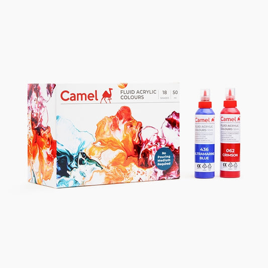 Camel Fluid Acrylic Colours 18 Shades of 50ml Multicolor