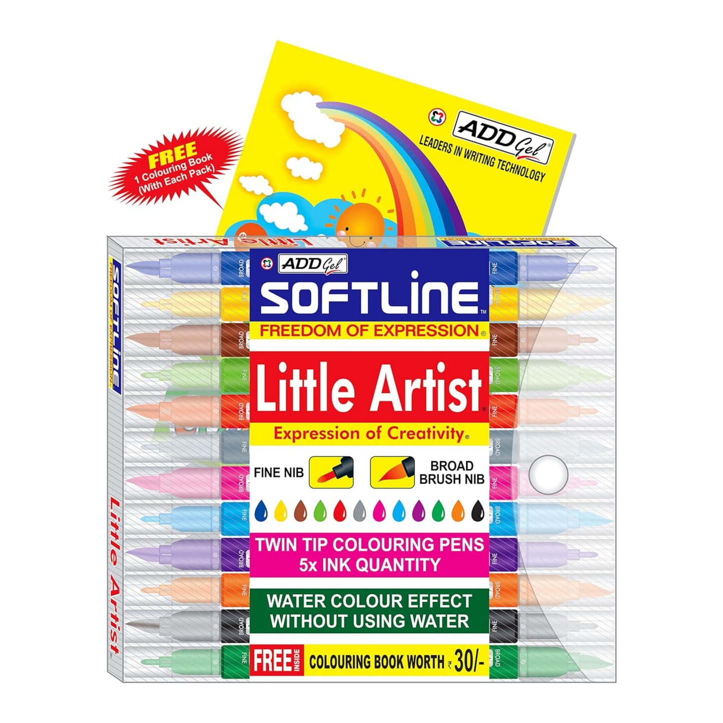 Add Gel Softline Little Artist Colouring Pen - Twin Tip Brush 12 Pen Set