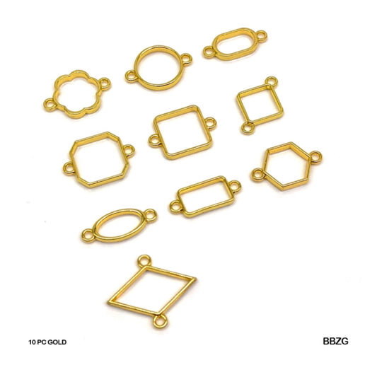 Bezels Mix Shape Set Gold - 10 Pcs