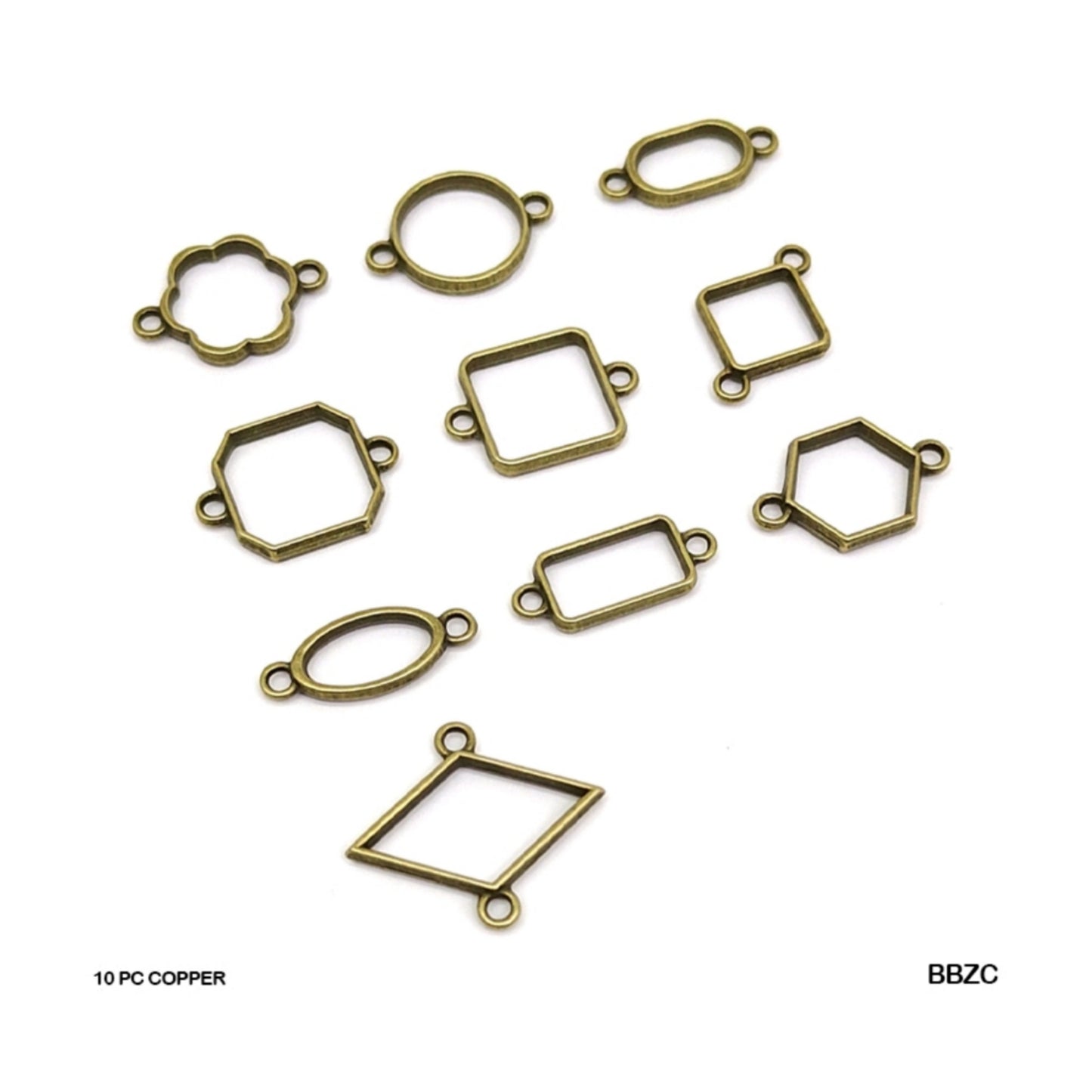 Bezels Mix Shape Set Copper - 10 Pcs