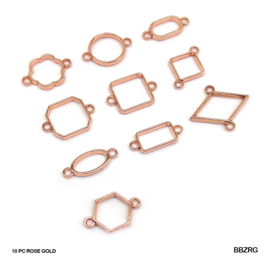 Bezels Mix Shape Set Rose Gold - 10 Pcs