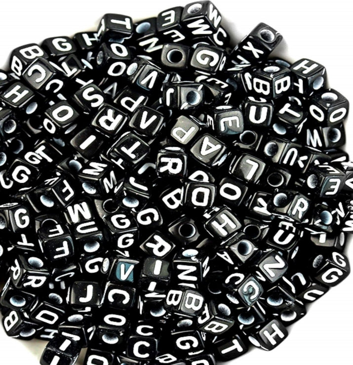 Alphabet Beads Square Black + White