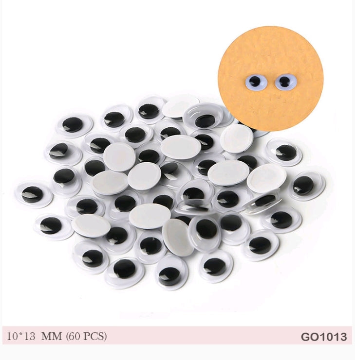 Googly Eye Oval 10x13MM 60 Pc's