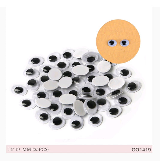 Googly Eye Oval 14x19MM 25 Pc's