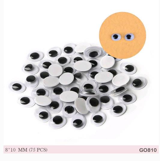 Googly Eye Oval 8x10MM 75 Pc's