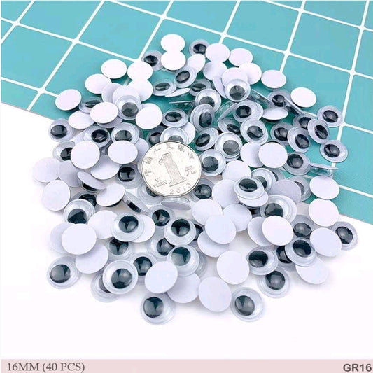 Googly Eye Round 16MM 40 Pc's