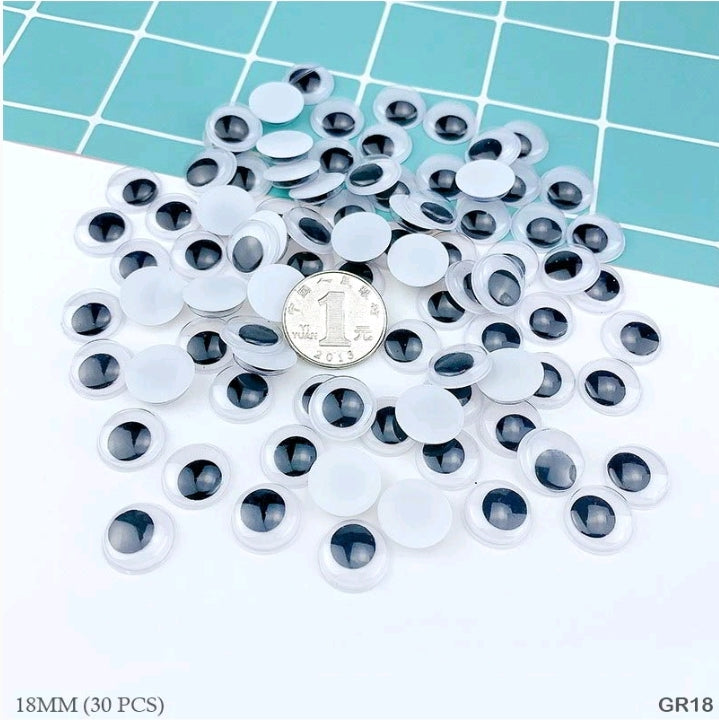 Googly Eye Round 18MM 30 Pc's