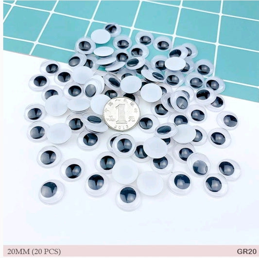 Googly Eye Round 20MM 20 Pc's