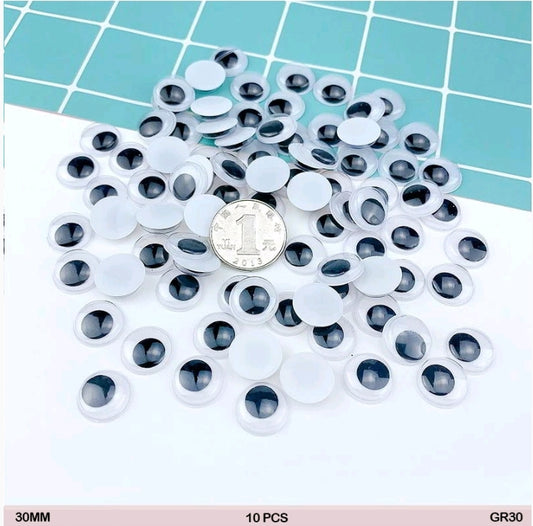 Googly Eye Round 30MM 10 Pc's