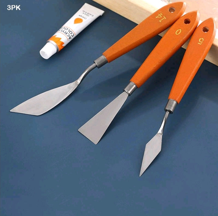 Metal Painting Knife 3 Pc's Wooden Handle