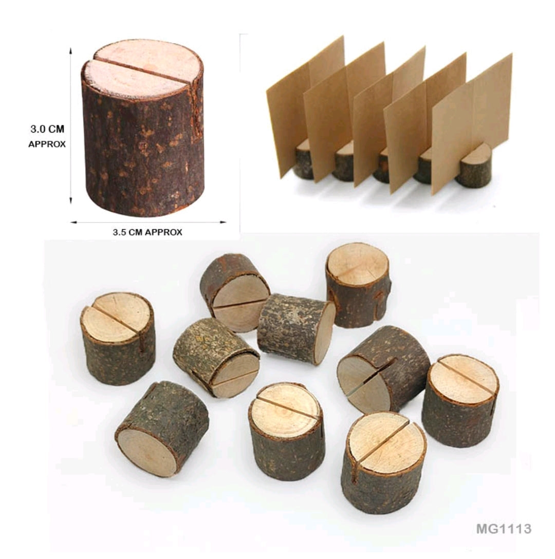 Wooden Slice Card Holder Round 10 Pc's