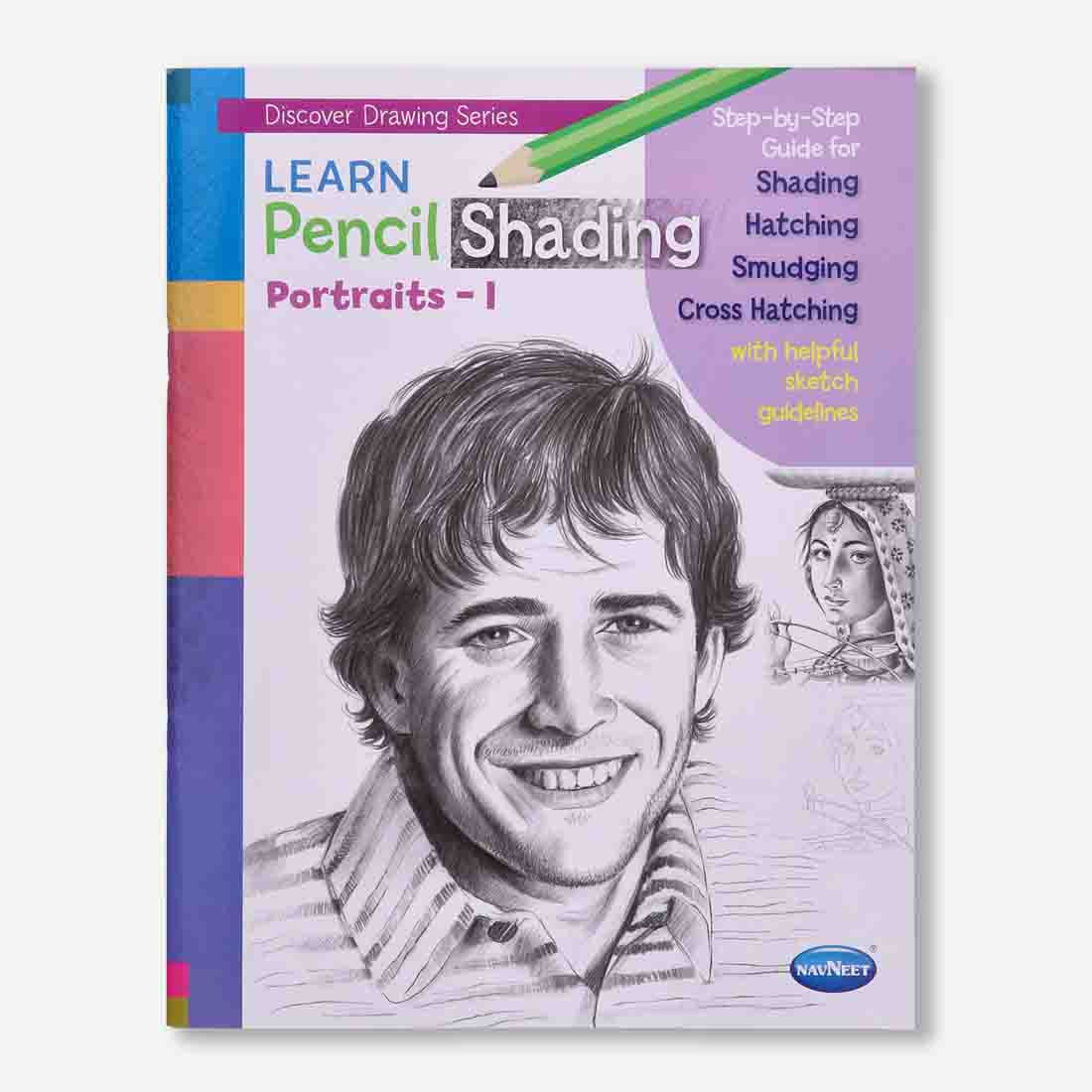 Navneet Learn Pencil Shading Portraits 1 and 2 – For Elementary Art Prep – How to draw Portraits - Pack of 2 Books