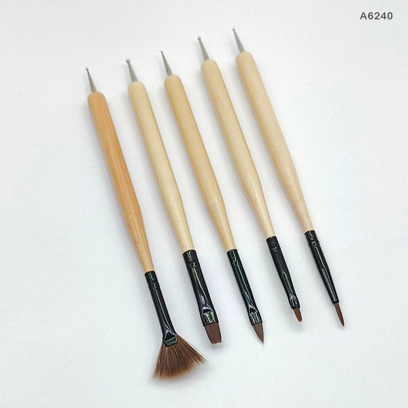 Wooden Emboss Tool With Brush 5 Pc's