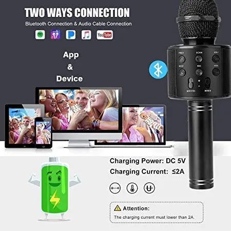 WS-858 Singing Mic Multi-function Bluetooth Karaoke Mic with Microphone Speaker Recording