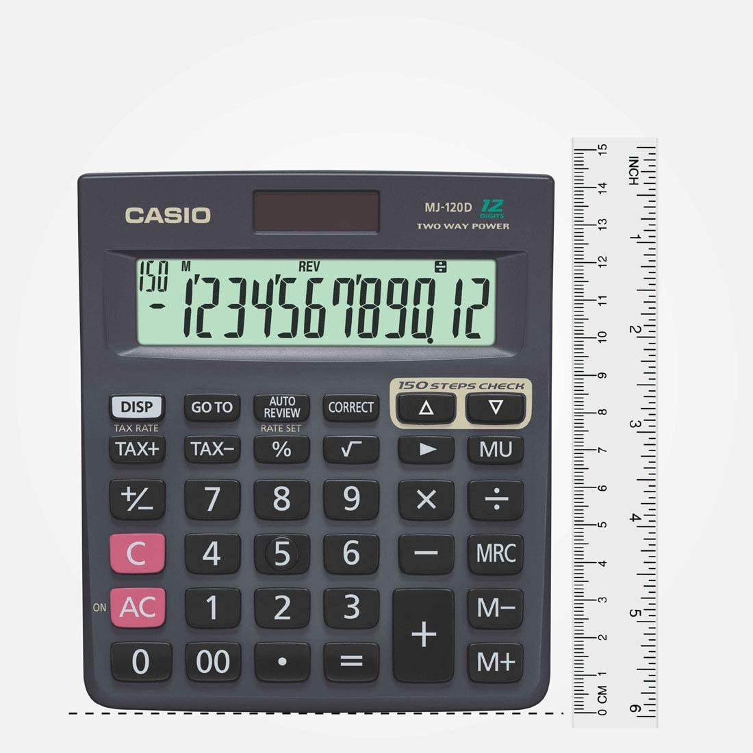 Casio MJ-120D 150 Steps Check and Correct Desktop Calculator with Tax Keys -Black