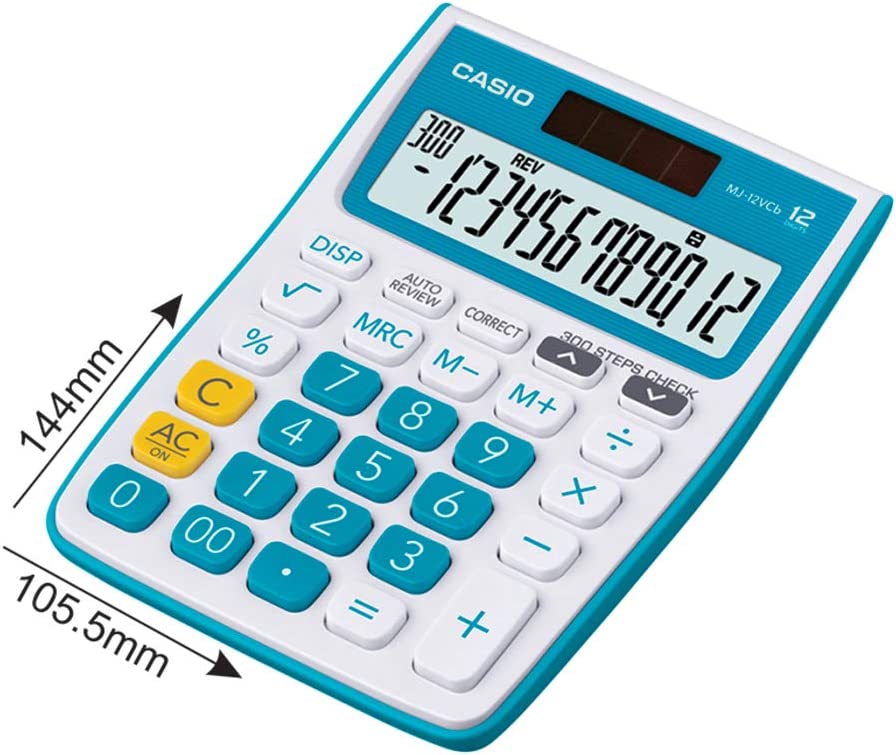 Casio MJ-12VCb-BU 300 Steps Check & Correct Colourful Desktop Calculator - Blue