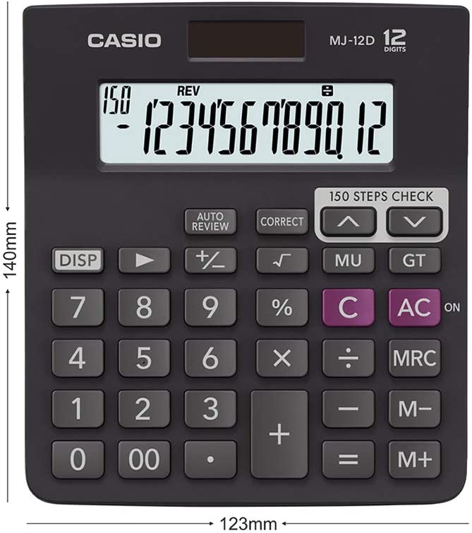 Casio MJ-12D 150 Steps Check and Correct Desktop Calculator - Black