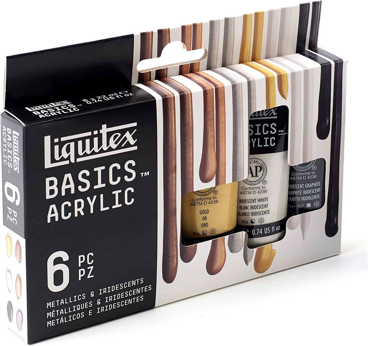 Liquitex BASICS 6 Tube Acrylic Paint Set 22ml - Metallics & Iridescent