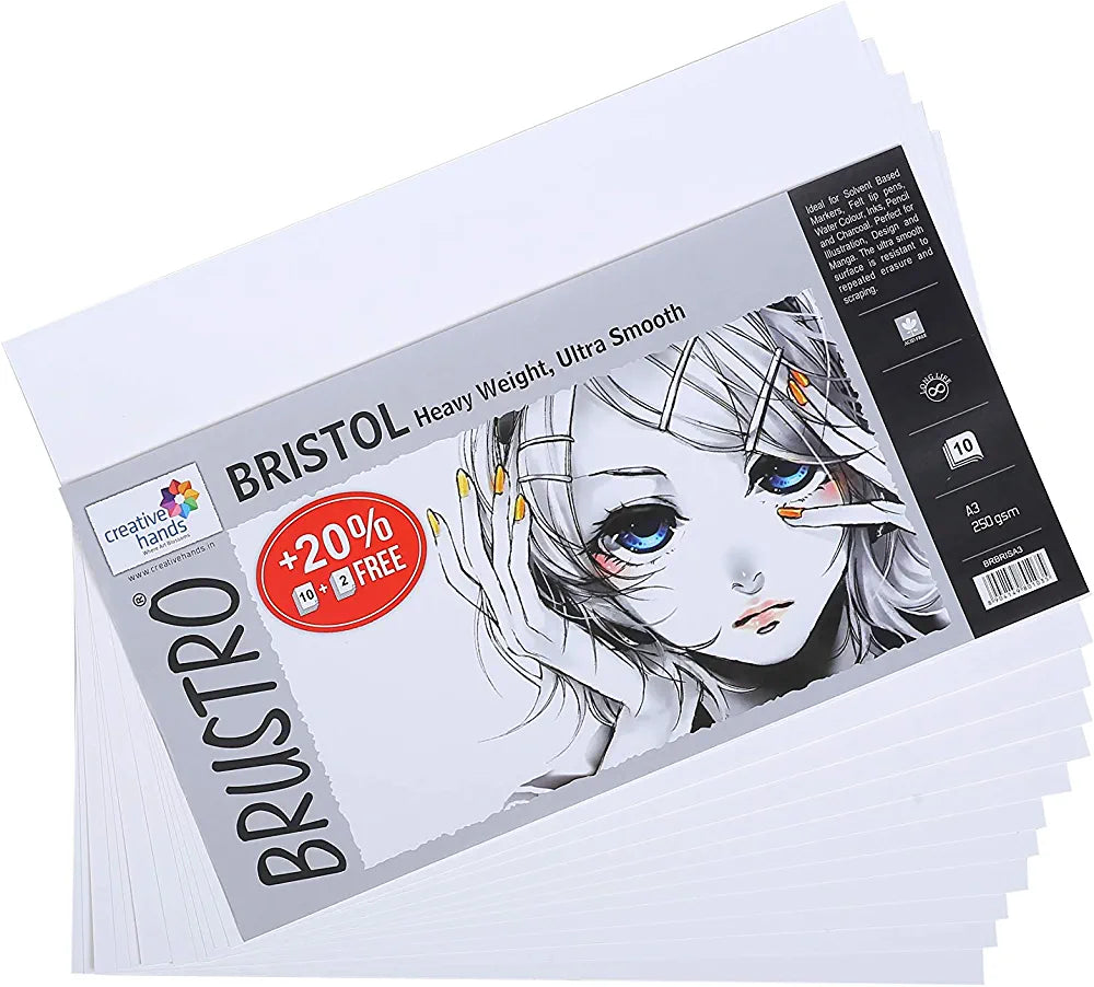 Brustro Ultra Smooth Bristol Sheets 250 GSM