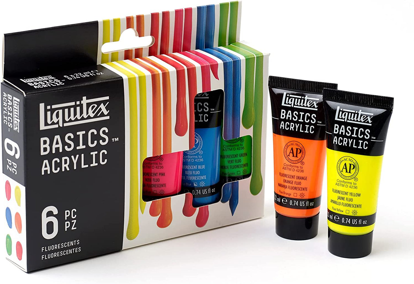 Liquitex BASICS 6 Tube Acrylic Paint Set 22ml - Fluorescent