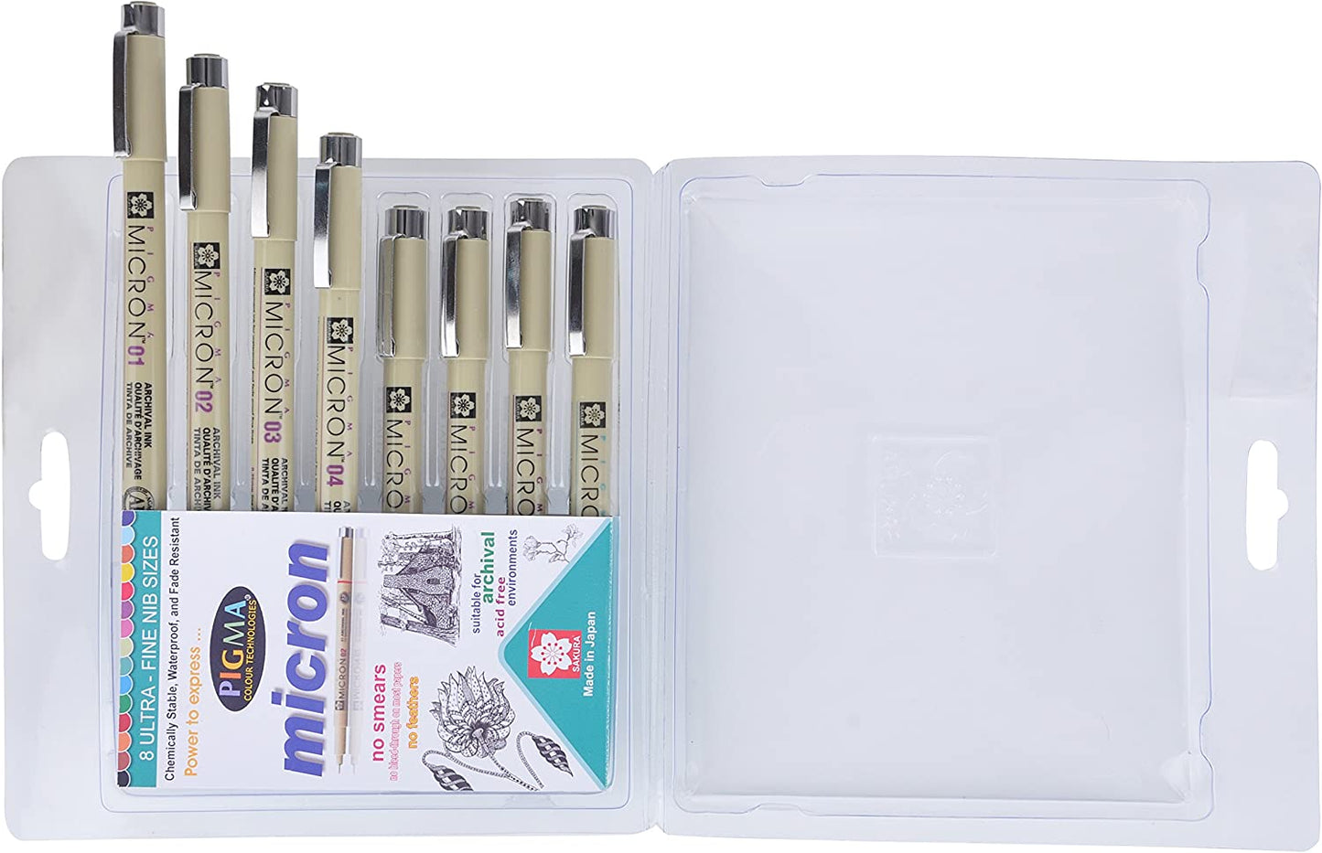 Sakura Pigma micron Set of 8 Ultra-Fine Nib Sizes – Black