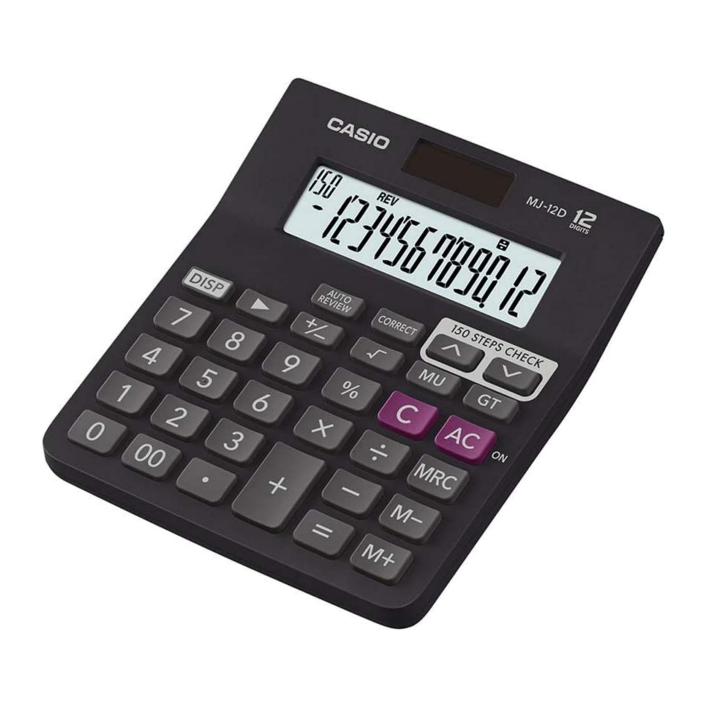 Casio MJ-12D 150 Steps Check and Correct Desktop Calculator - Black