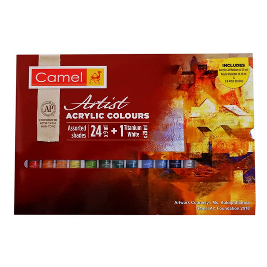 Camel Artist Acrylic Colours 24 Shade X 9ml + 1 Titanium White X 20ml