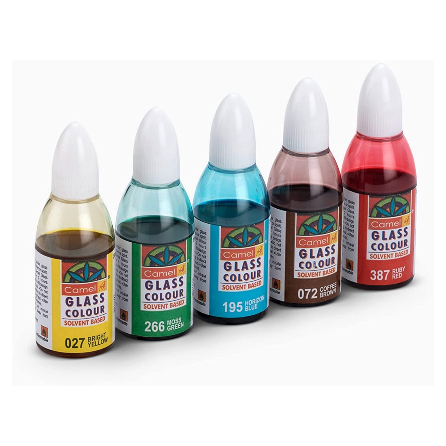 Camel Solvent Based Glass Color - 20ml Each 5 Shades