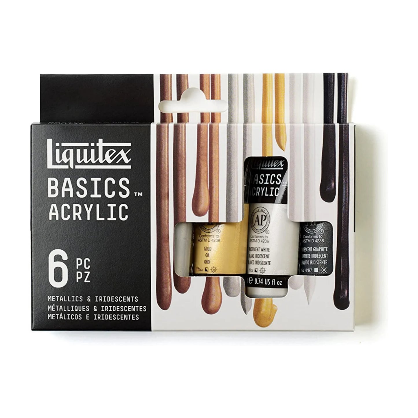 Liquitex BASICS 6 Tube Acrylic Paint Set 22ml - Metallics & Iridescent