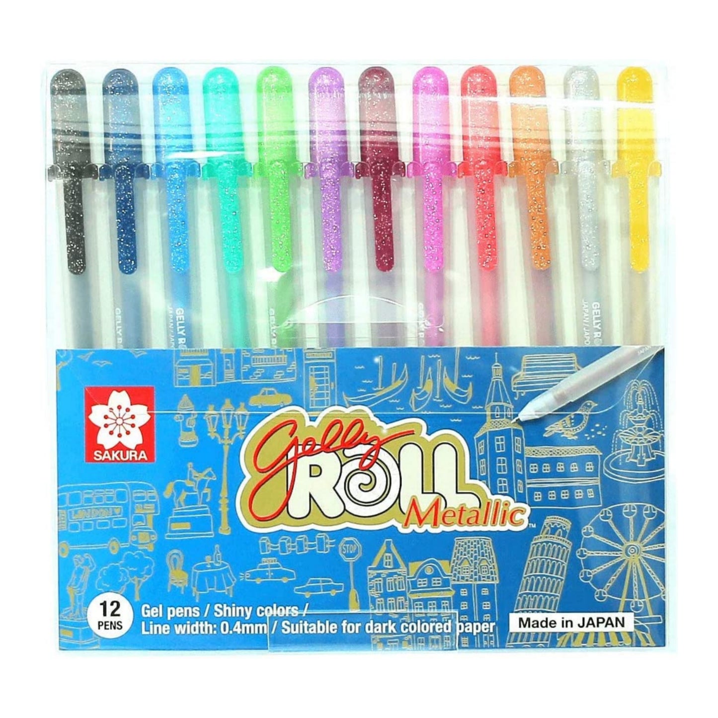 Sakura Gelly Roll Metallic Gel pens - set of 12 assorted colors - Metallic shades