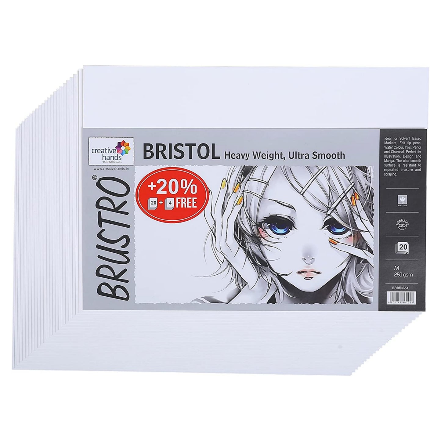 Brustro Ultra Smooth Bristol Sheets 250 GSM