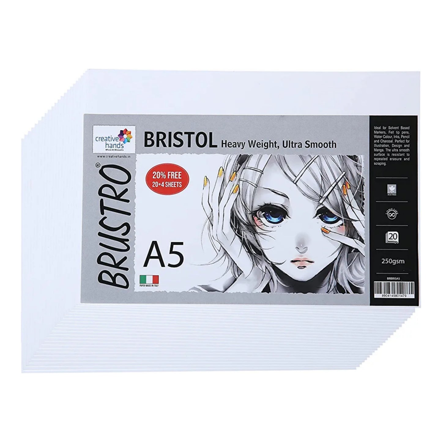 Brustro Ultra Smooth Bristol Sheets 250 GSM