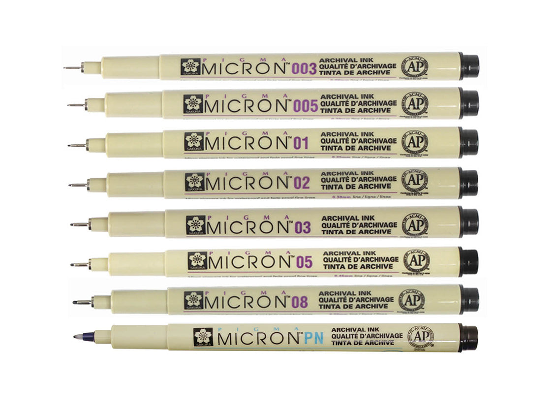 Sakura Pigma micron Set of 8 Ultra-Fine Nib Sizes – Black